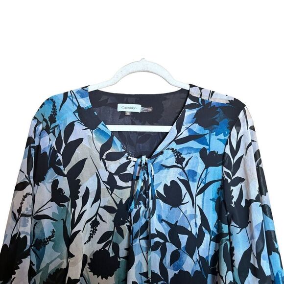 Calvin Klein Top Womens 2X Multicolor Floral Print Flowy Blouse Ladies - Picture 2 of 9